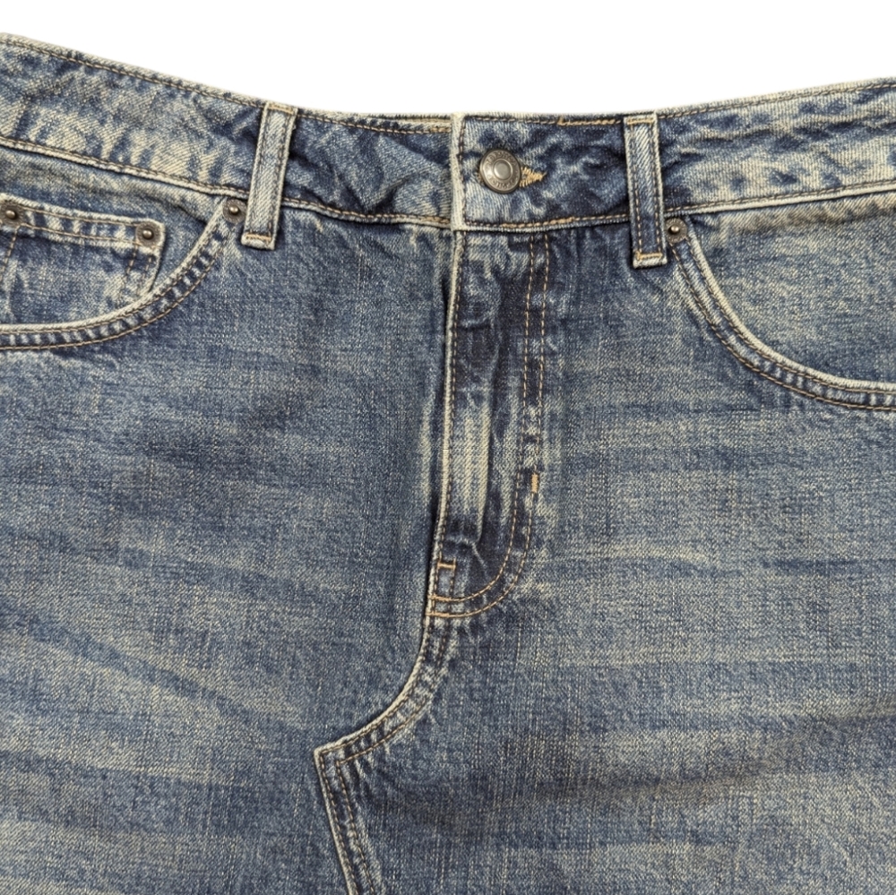 Topshop | Women's Denim Jean Mini Skirt | Split Slit Opening | Blue | Size 2 - Picture 5 of 10